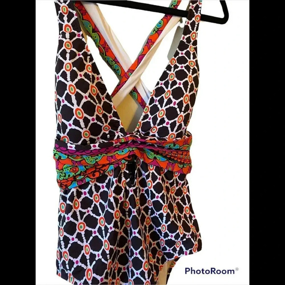 NWOT Trina Turk Venice Beach One Piece Swimsuit Mocha Sz 12 - Picture 5 of 9